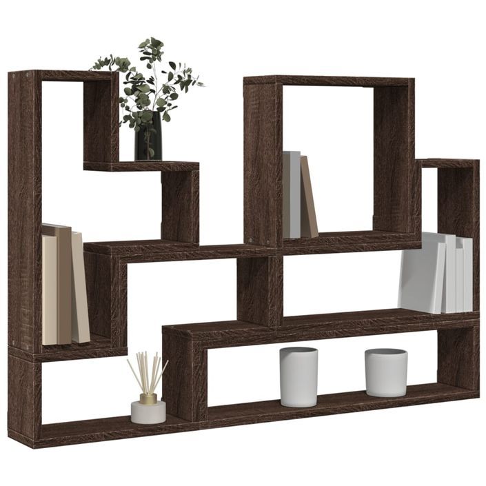 Étagère murale chêne marron 96x12x64 cm bois d'ingénierie - Photo n°4