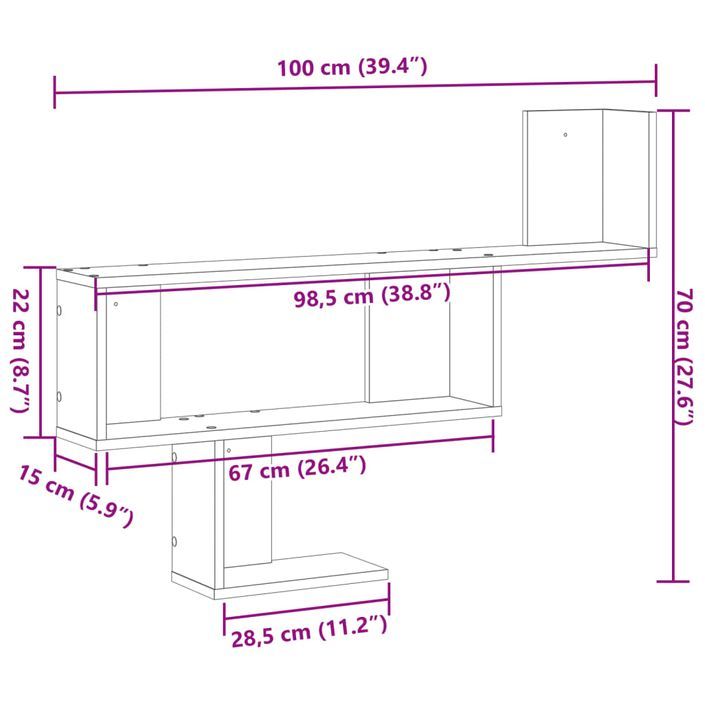 Étagère murale chêne sonoma 100x15x70 cm bois d'ingénierie - Photo n°10