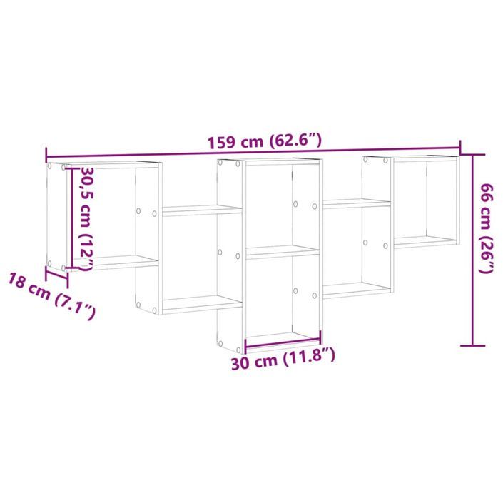 Étagère murale chêne sonoma 159x18x66 cm bois d'ingénierie - Photo n°10