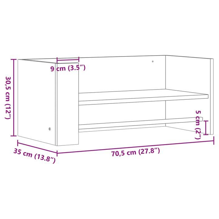 Étagère murale chêne sonoma 70,5x35x30,5 cm bois d'ingénierie - Photo n°9