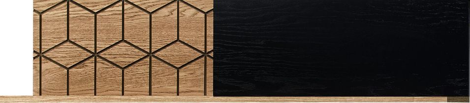 Etagère murale en bois de chêne miel et noir Mazora 135 cm - Photo n°3