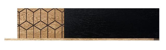 Etagère murale en bois de chêne miel et noir Mazora 170 cm - Photo n°1