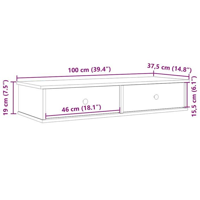 Étagère murale et tiroirs blanc 100x37,5x19cm bois d'ingénierie - Photo n°11