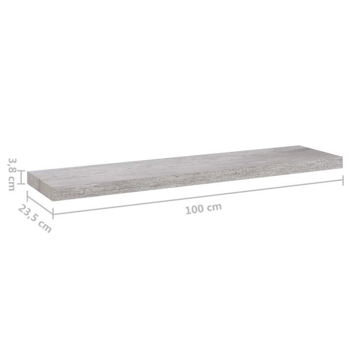 Étagère murale flottante Gris béton 100x23,5x3,8 cm MDF - Photo n°9