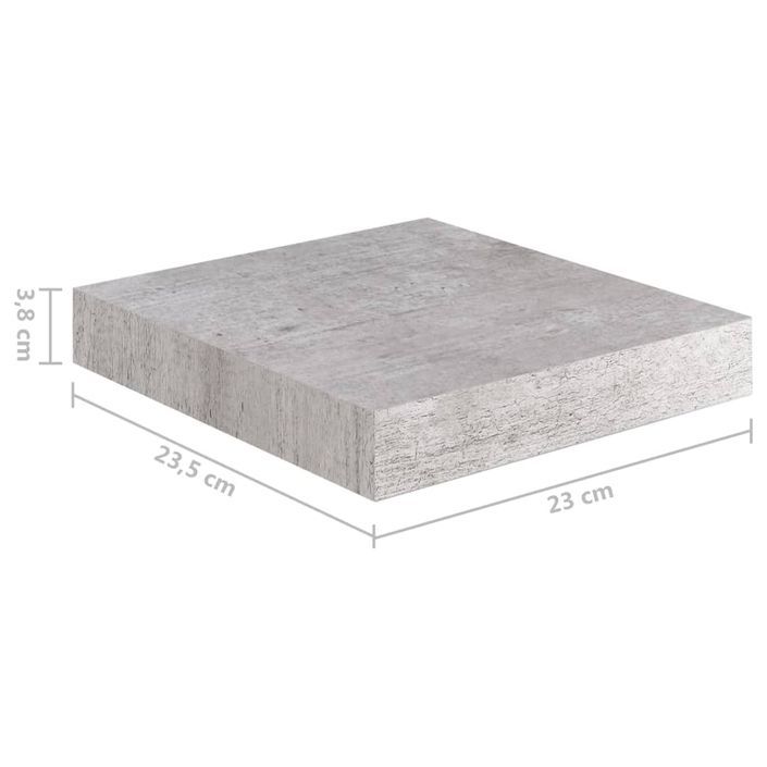 Étagère murale flottante Gris béton 23x23,5x3,8 cm MDF - Photo n°9