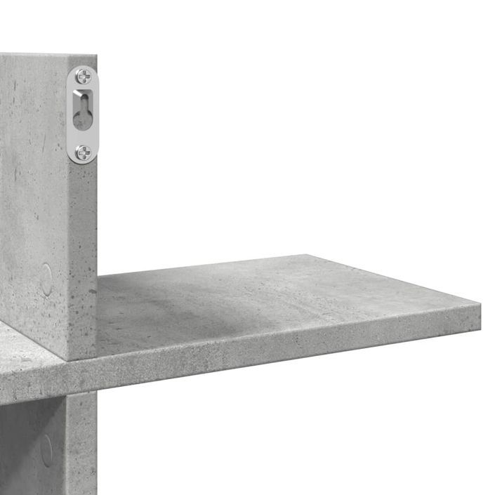 Étagère murale gris béton 124,5x18x60,5 cm bois d'ingénierie - Photo n°8