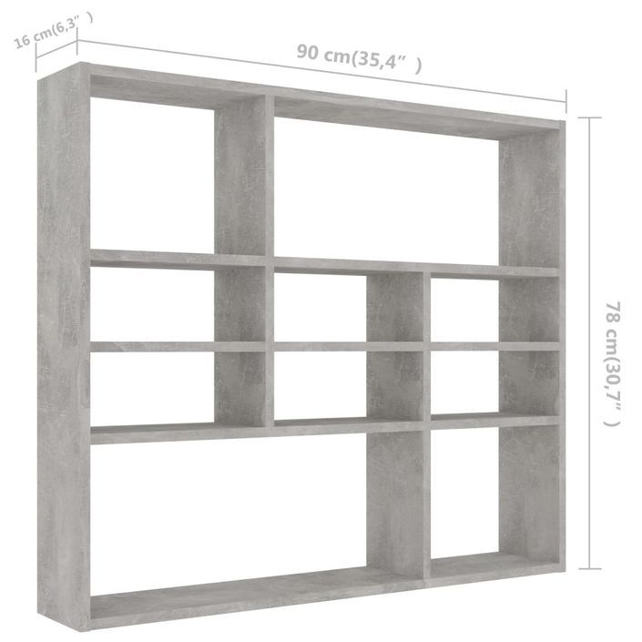 Étagère murale Gris béton 90x16x78 cm - Photo n°6