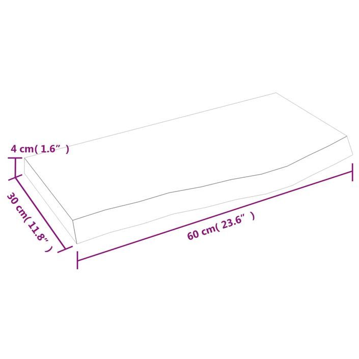 Étagère murale gris foncé 60x30x4 cm bois chêne massif traité - Photo n°4