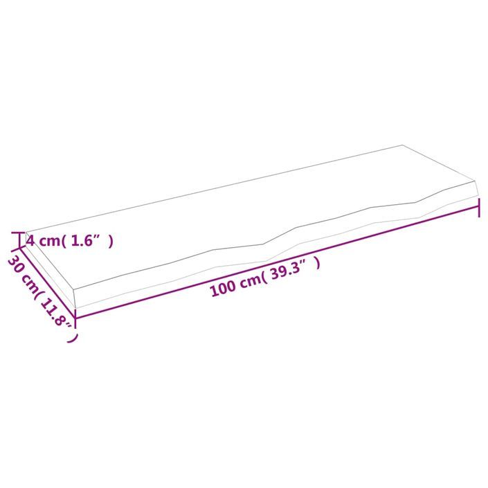 Étagère murale marron clair 100x30x4cm bois chêne massif traité - Photo n°4