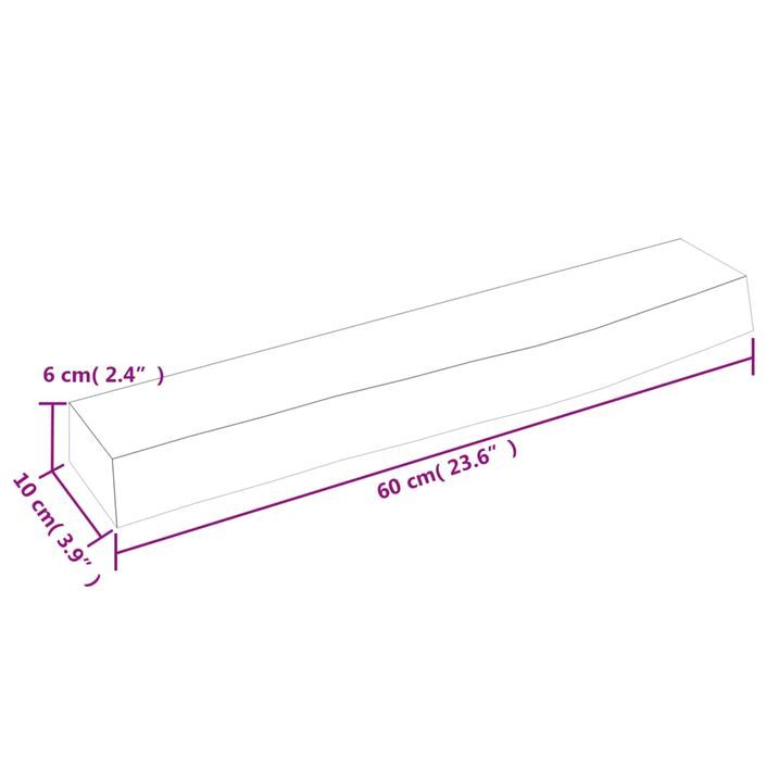 Étagère murale marron clair 60x10x6 cm bois chêne massif traité - Photo n°7