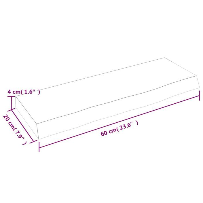 Étagère murale marron clair 60x20x4 cm bois chêne massif traité - Photo n°7