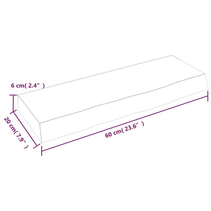 Étagère murale marron clair 60x20x6 cm bois chêne massif traité - Photo n°4