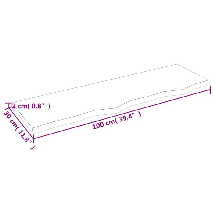 Étagère murale marron foncé 100x30x2cm bois chêne massif traité - Photo n°7