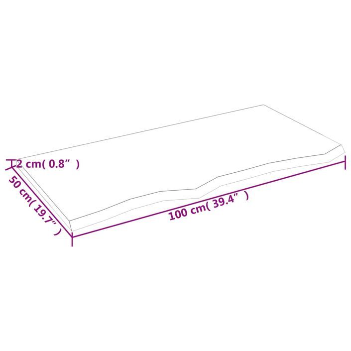 Étagère murale marron foncé 100x50x2cm bois chêne massif traité - Photo n°7