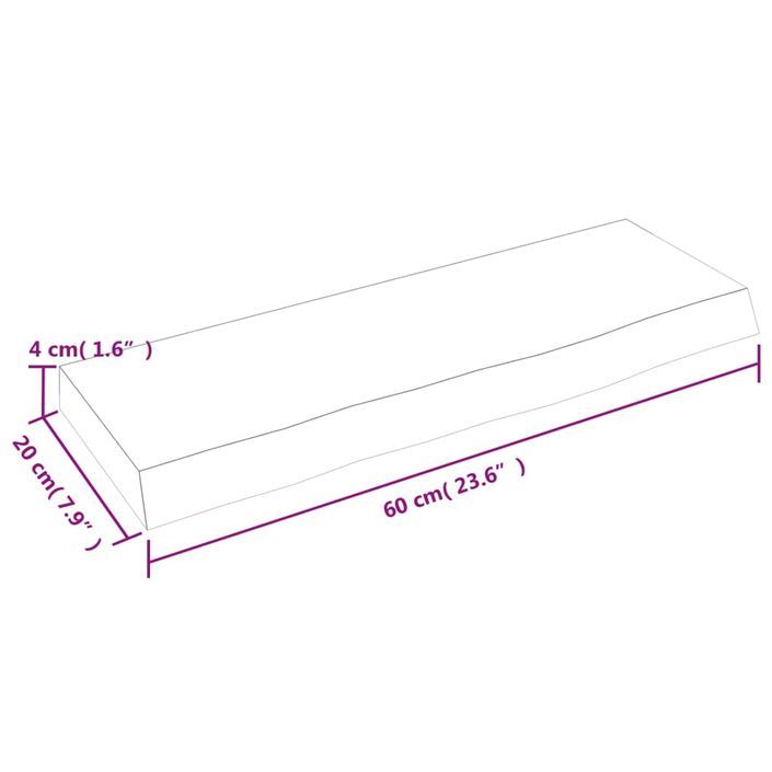 Étagère murale marron foncé 60x20x4 cm bois chêne massif traité - Photo n°7