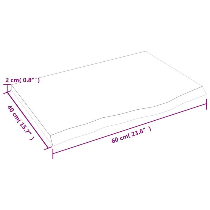 Étagère murale marron foncé 60x40x2 cm bois chêne massif traité - Photo n°7