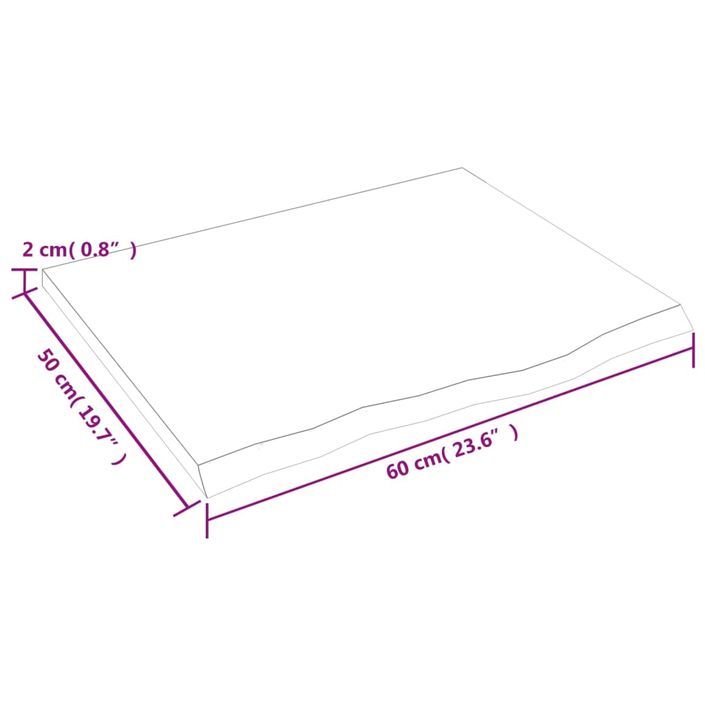 Étagère murale marron foncé 60x50x2 cm bois chêne massif traité - Photo n°7