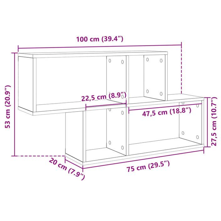 Étagère murale noir 100x20x53 cm bois d'ingénierie - Photo n°9