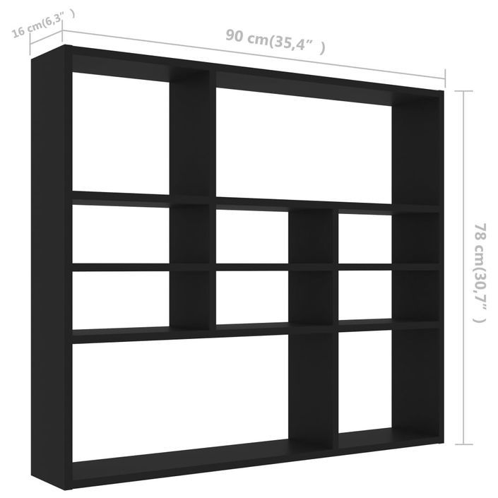 Étagère murale Noir 90x16x78 cm - Photo n°6