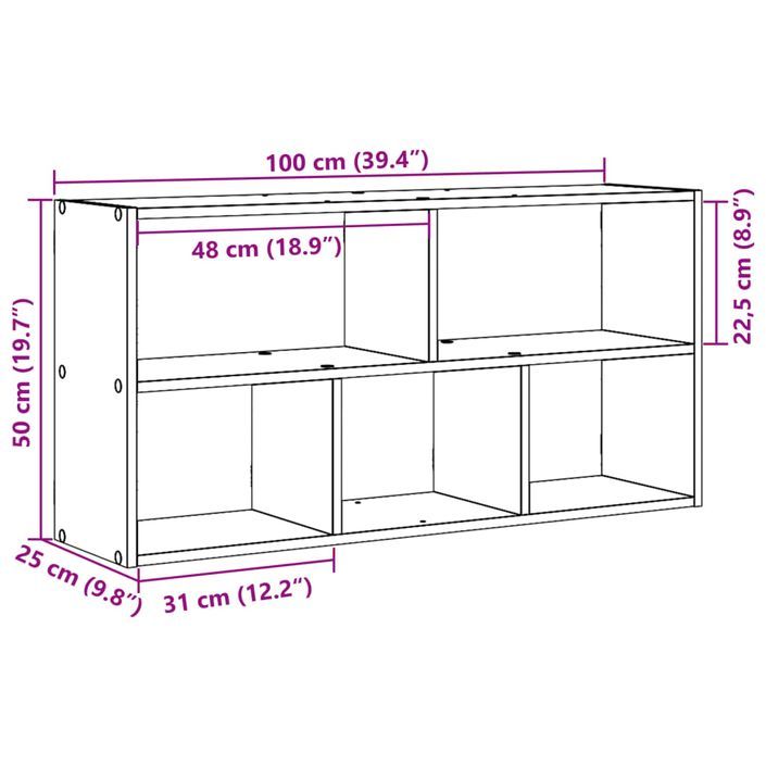 Étagère murale sonoma gris 100x25x50 cm bois ingénierie - Photo n°11