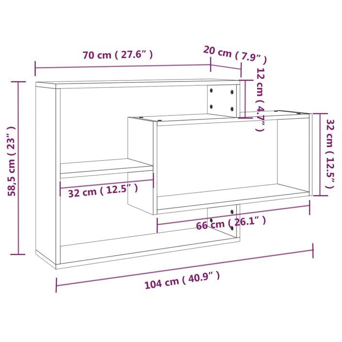 Étagère murale Sonoma gris 104x20x58,5 cm Bois d'ingénierie - Photo n°6