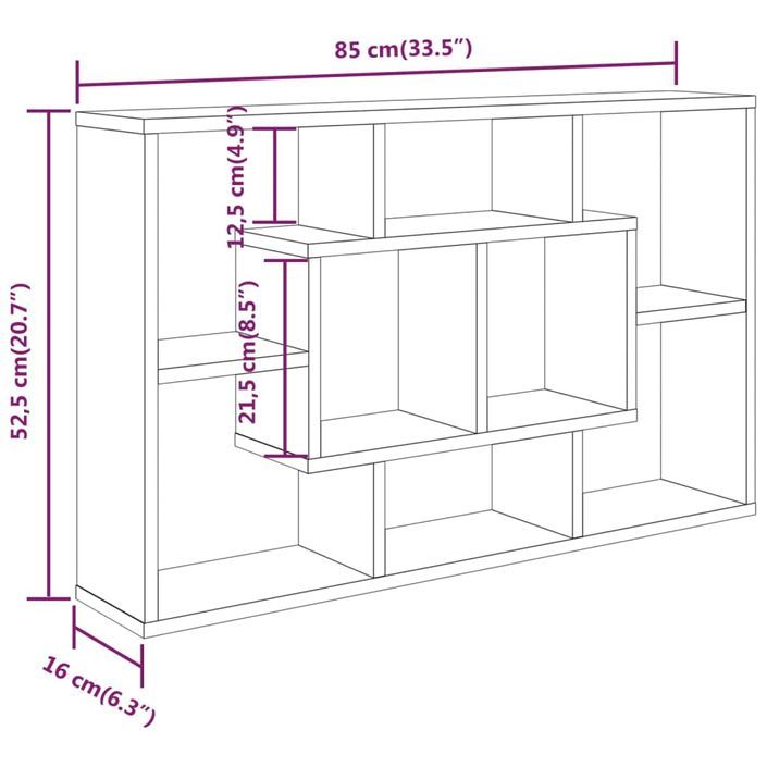 Étagère murale Sonoma gris 85x16x52,5 cm Bois d'ingénierie - Photo n°7