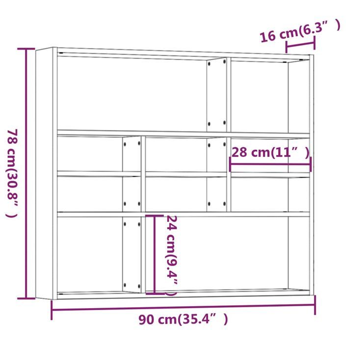 Étagère murale Sonoma gris 90x16x78 cm Bois ingénierie - Photo n°6