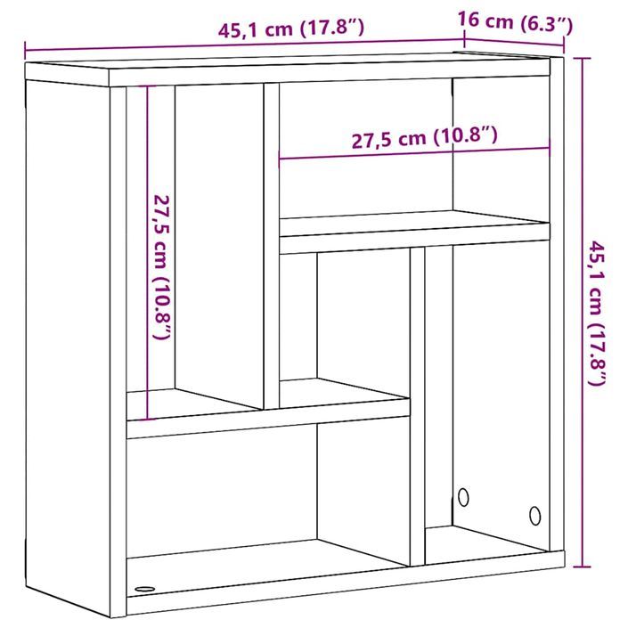 Étagère murale vieux bois 45x16x45 cm bois d'ingénierie - Photo n°9