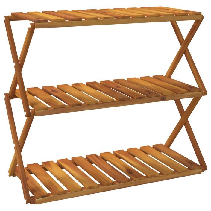 Étagère pliable à 3 niveaux Marron 70x31x63 cm Bois d'acacia - Photo n°2