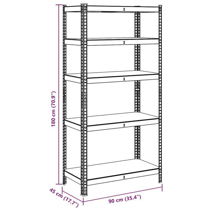 Étagère résistante 5 niveaux anthracite acier bois d'ingénierie - Photo n°12