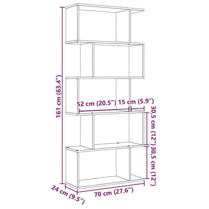 Étagère séparatrice de pièce 5 niveaux chêne marron 70x24x161cm - Photo n°11