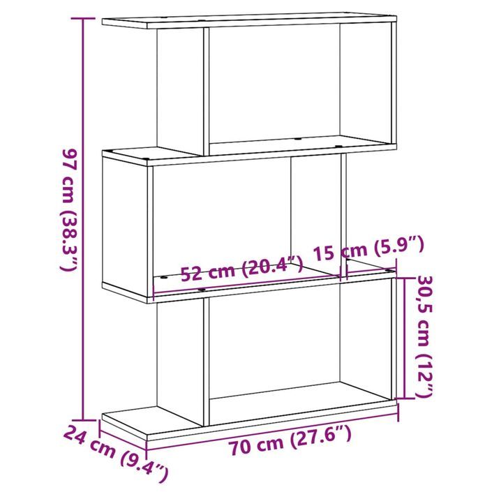 Étagère séparatrice de pièce à 3 niveaux blanc 70x24x97 cm - Photo n°11