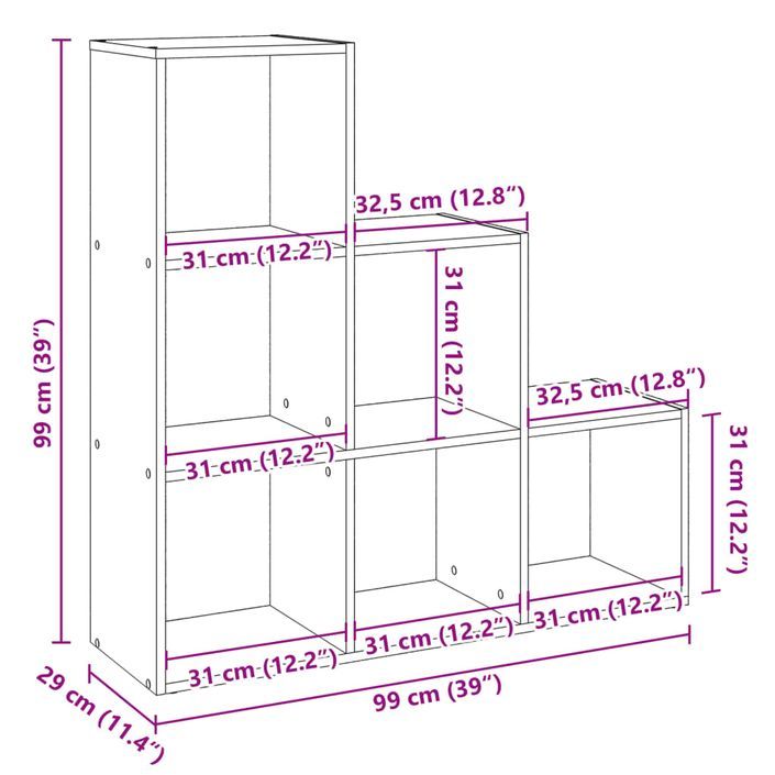 Étagère séparatrice de pièce à 3 niveaux vieux bois 99x29x99 cm - Photo n°11