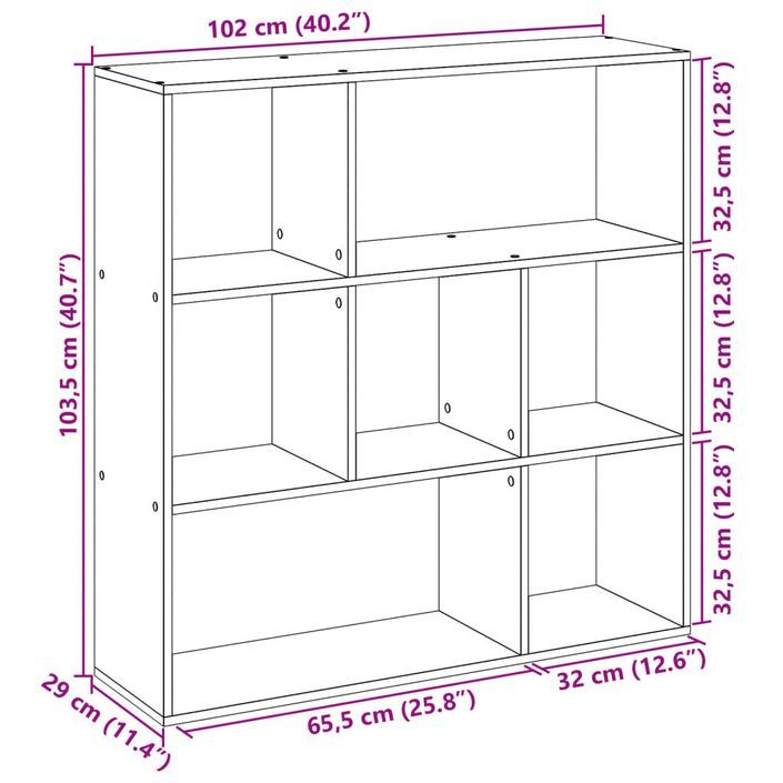 Étagère séparatrice de pièce chêne artisanal 102x29x103,5 cm - Photo n°11