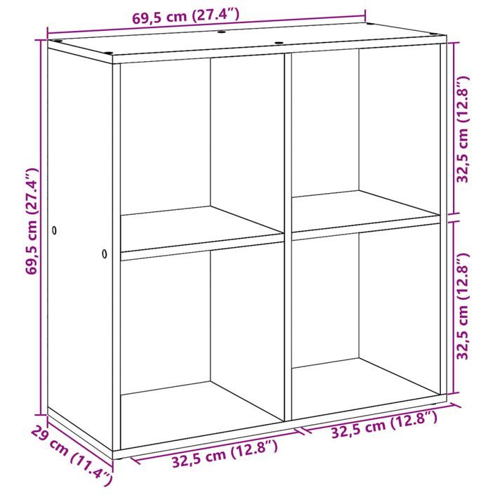 Étagère séparatrice de pièce noir 69,5x29x69,5 cm - Photo n°11