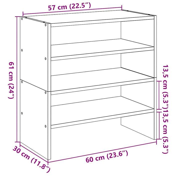 Étagères à chaussures 2 pcs empilable blanc 60x30x30,5 cm - Photo n°9