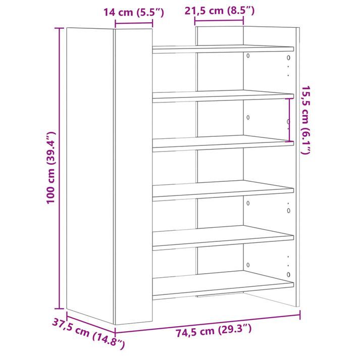 Etagères à chaussures en bois Lizza L 75 x H 100 x P 38 cm – Élégance et praticité - Photo n°13