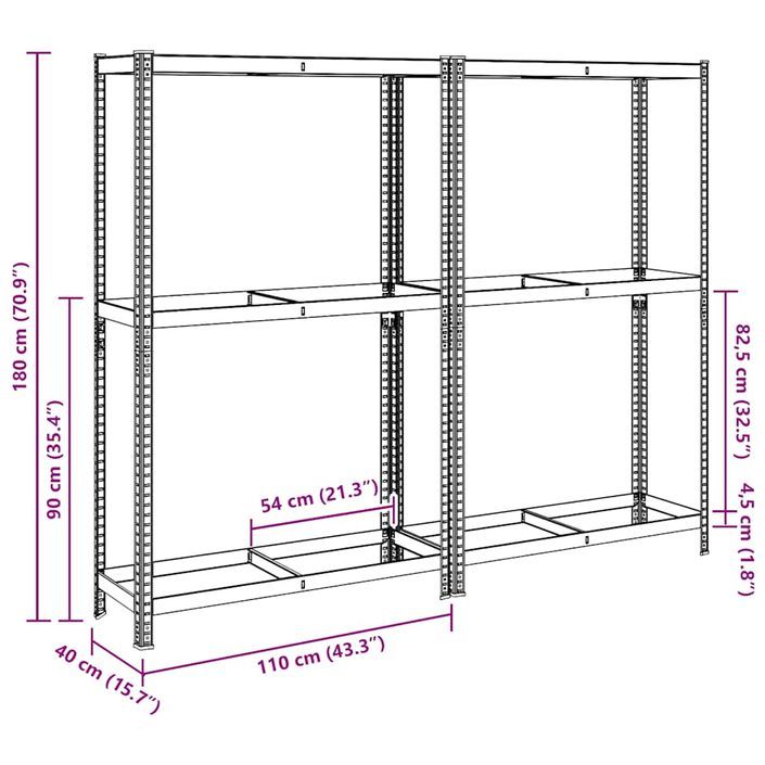 Étagères à pneus à 2 niveaux 2 pcs acier et bois d'ingénierie - Photo n°11