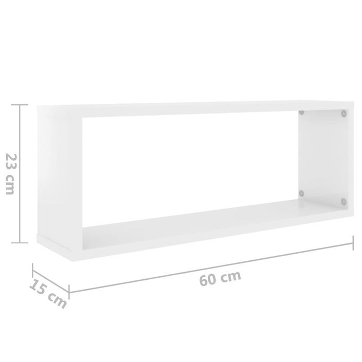 Étagères cube murales 2 pcs Blanc brillant 60x15x23cm - Photo n°9