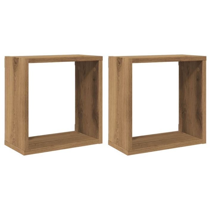 Étagères cube murales 2 pcs chêne artisanal bois ingénierie - Photo n°2