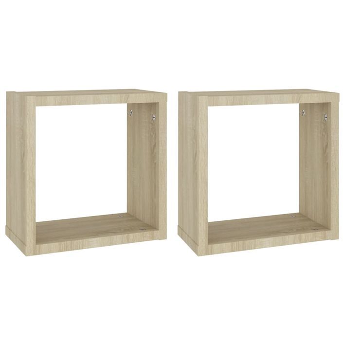 Étagères cube murales 2 pcs Chêne sonoma 30x15x30 cm - Photo n°2