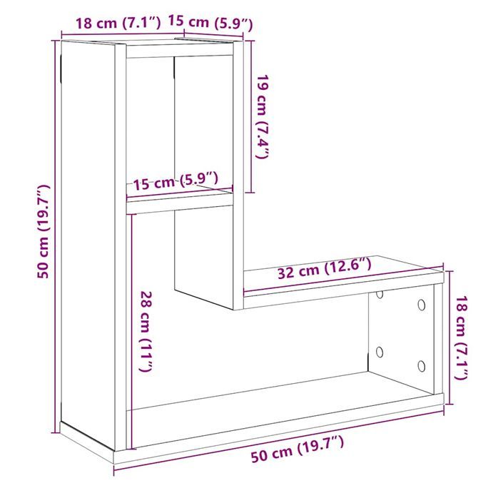 Étagères cube murales 2 pcs vieux bois 50x15x50 cm - Photo n°10