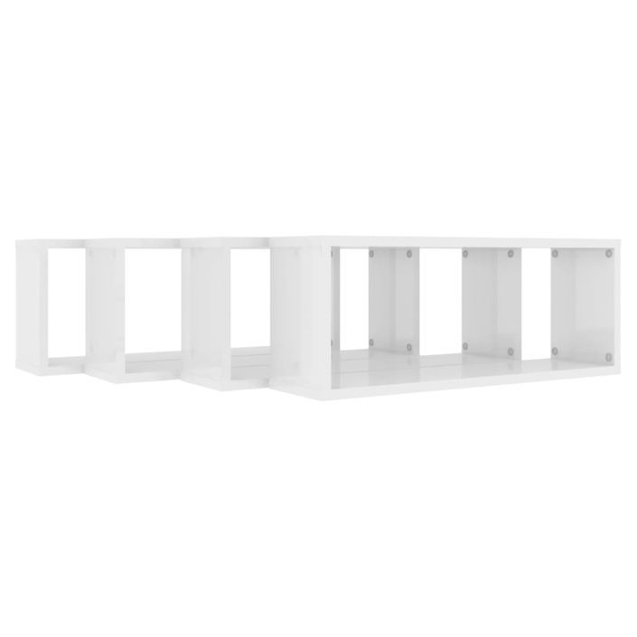 Étagères cube murales 4 pcs Blanc brillant 60x15x23cm - Photo n°7