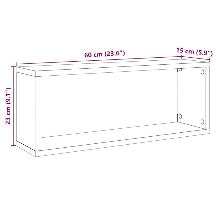 Étagères cube murales 4 pcs chêne artisanal 60x15x23 cm - Photo n°10