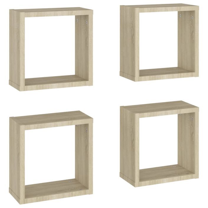 Étagères cube murales 4 pcs Chêne sonoma 30x15x30 cm - Photo n°2