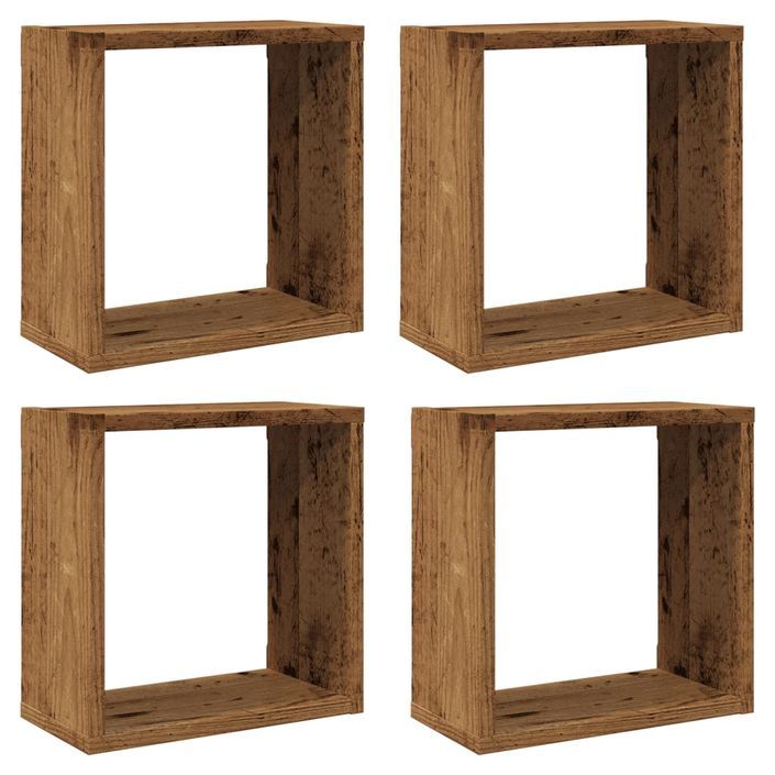 Étagères cube murales 4 pcs vieux bois 30x15x30 cm - Photo n°2