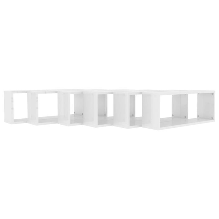 Étagères cube murales 6 pcs Blanc brillant 60x15x23cm - Photo n°7