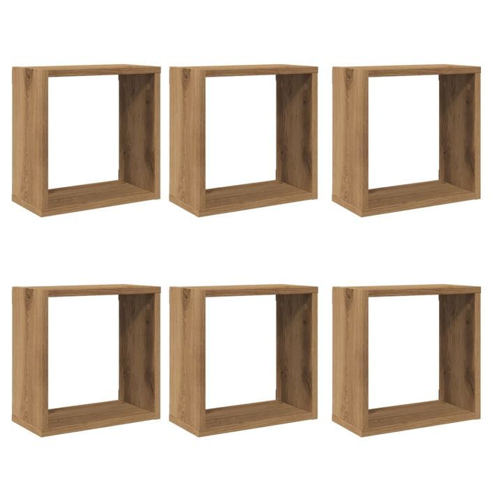 Étagères cube murales 6 pcs chêne artisanal bois d'ingénierie - Photo n°2