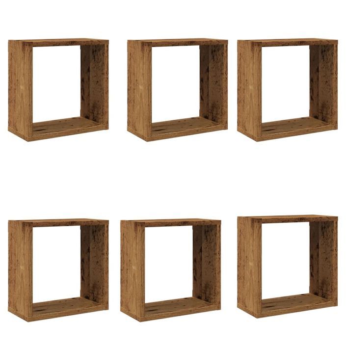 Étagères cube murales 6 pcs vieux bois 30x15x30 cm - Photo n°2