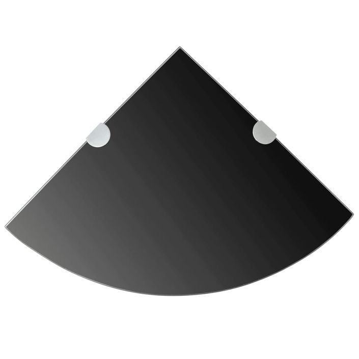 Étagères d'angle 2 pcs et supports chromés Verre Noir 35x35 cm - Photo n°1